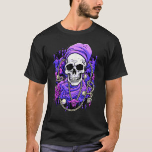 Rebellious Chains Funky Skull with Edgy Chain Acce T-Shirt