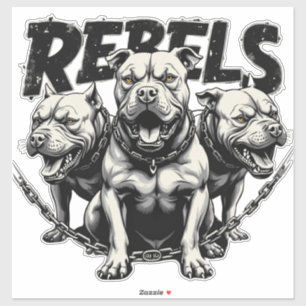 Rebel's - 3 Pitbulls Custom-Cut Vinyl Sticker