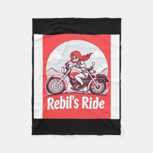 Rebel's Motorcycle Rider Sticker Fleece Blanket