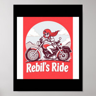 Rebel's Motorcycle Rider Sticker  Poster
