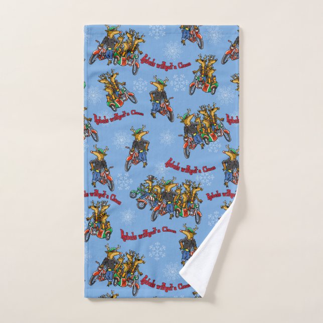 Rebels without a Claus Reindeer Holiday Cartoon Hand Towel (Hand Towel)