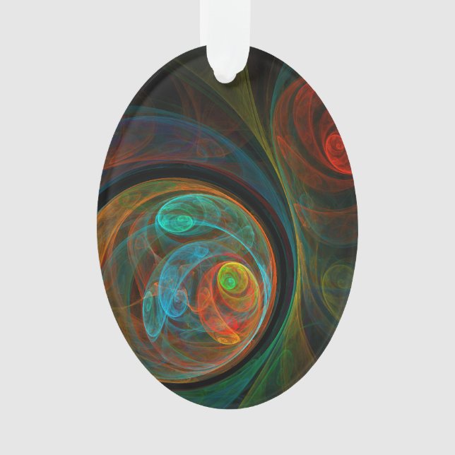 Rebirth Blue Abstract Art Acrylic Oval Ornament (Front)