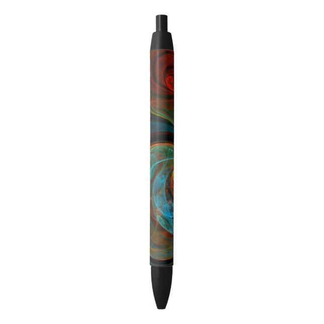 Rebirth Blue Abstract Art Black Ink Pen (Front Vertical)