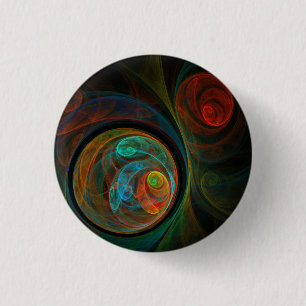 Rebirth Blue Abstract Art Button (round)
