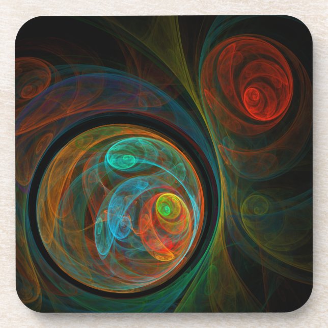 Rebirth Blue Abstract Art Cork Coaster (Front)
