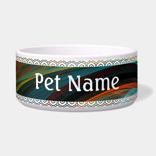 Rebirth Blue Abstract Art Dog Bowl (Front)