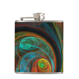 Rebirth Blue Abstract Art Hip Flask