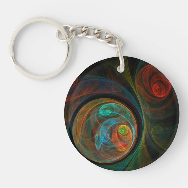 Rebirth Blue Abstract Art Key Ring (Front)