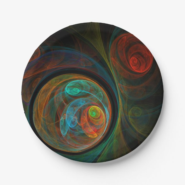 Rebirth Blue Abstract Art Paper Plate (Front)