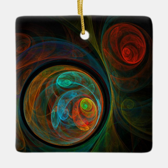 Rebirth Blue Abstract Art Square Ornament (Front)