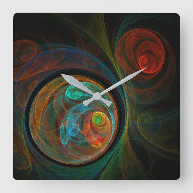 Rebirth Blue Abstract Art Square Wall Clock (Front)