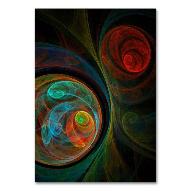 Rebirth Blue Abstract Art Table Card (Front)