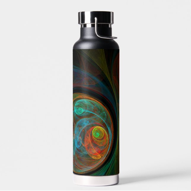 Rebirth Blue Abstract Art Water Bottle (Left)