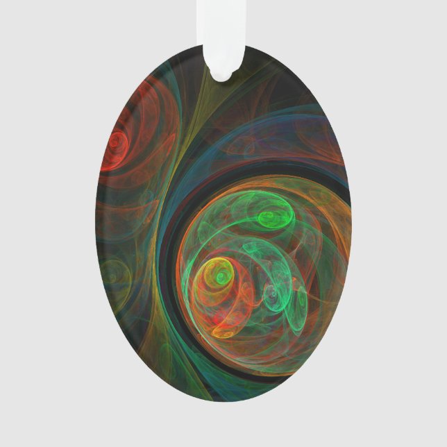 Rebirth Green Abstract Art Acrylic Oval Ornament (Front)