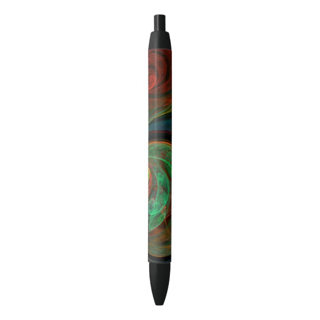 Rebirth Green Abstract Art Black Ink Pen (Front Vertical)