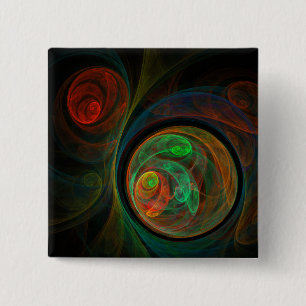 Rebirth Green Abstract Art Button (square)