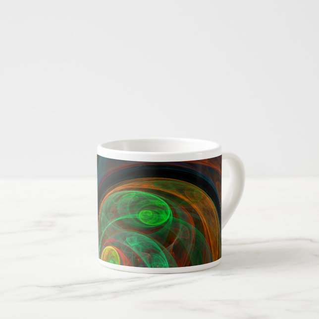 Rebirth Green Abstract Art Espresso Mug (Front Right)