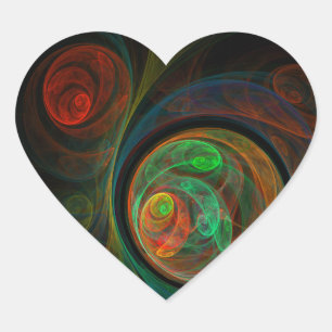 Rebirth Green Abstract Art Heart Sticker