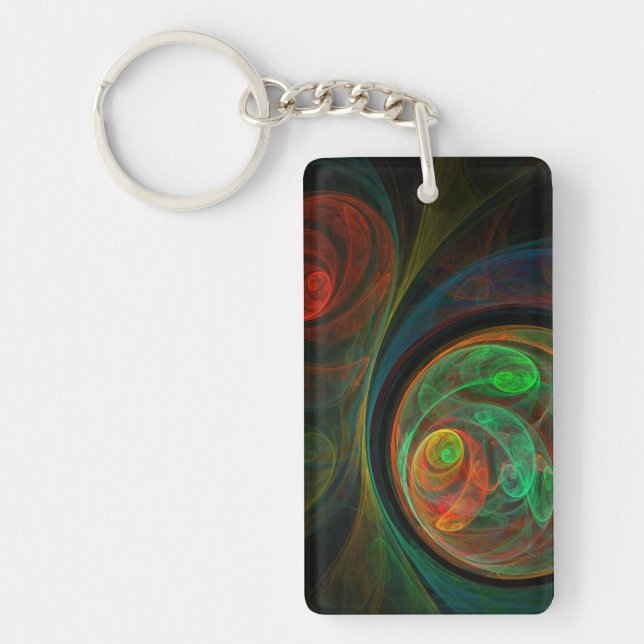 Rebirth Green Abstract Art Key Ring (Front)