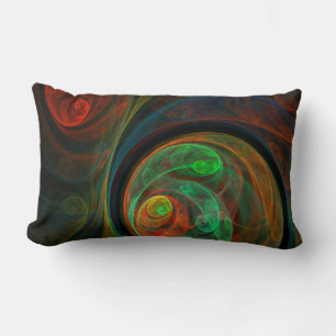 Rebirth Green Abstract Art Lumbar Pillow