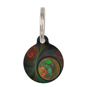 Rebirth Green Abstract Art Round Pet Tag