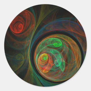 Rebirth Green Abstract Art Round Sticker