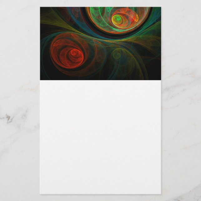 Rebirth Green Abstract Art Stationery (Front)