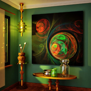 Rebirth Green Abstract Art Wrapped Canvas Print
