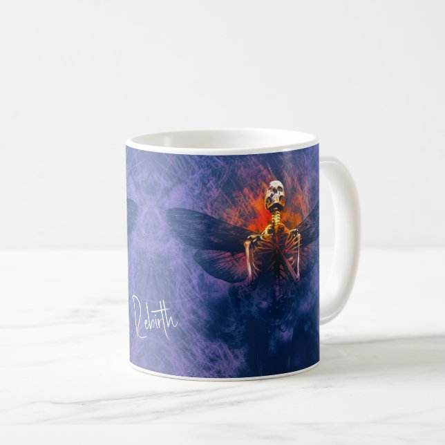 Rebirth. Skeleton with wings rising up Coffee Mug (Front Right)