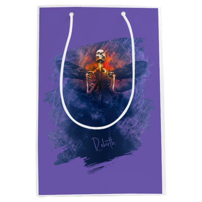 Rebirth. Skeleton with wings rising up Medium Gift Bag (Front)