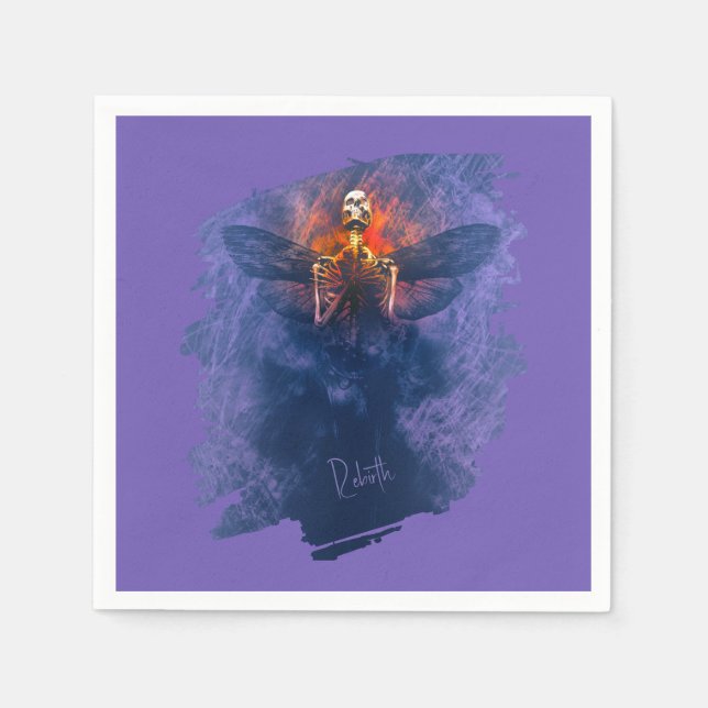 Rebirth. Skeleton with wings rising up Napkin (Front)