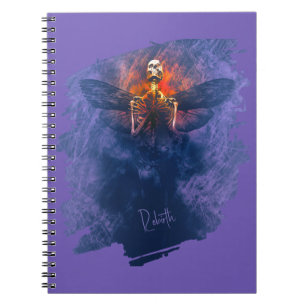Rebirth. Skeleton with wings rising up Notebook