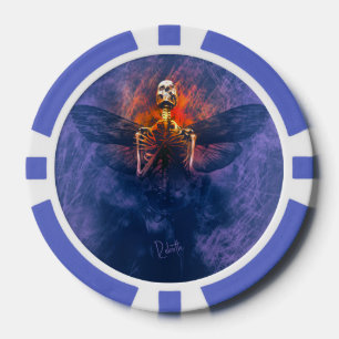 Rebirth. Skeleton with wings rising up Poker Chips