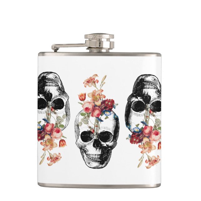 Rebirth - Skulls Blossoming Hip Flask (Front)