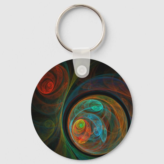 Rebirth Spiral Modern Cosmic Abstract Art Key Ring (Front)