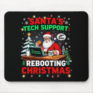 Rebooting Funny Santa's Tech Support Christmas Com Mouse Pad