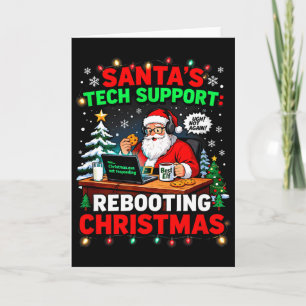 Rebooting Funny Santa's Tech Suprt Christmas Compu Card