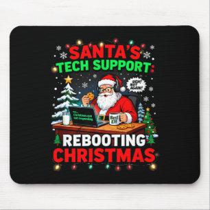 Rebooting Funny Santa's Tech Suprt Christmas Compu Mouse Pad