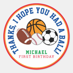 Rec Sport All Star Party Thank You Favour Tag