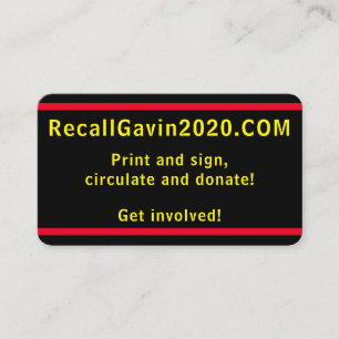 Recall Gavin 2020 Business Card
