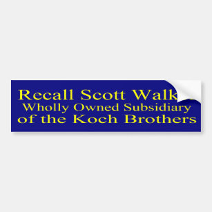 Recall Governor Scott Walker Corporate Minion Bumper Sticker