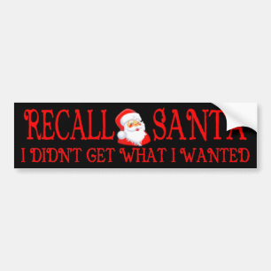 RECALL SANTA Bumper Sticker
