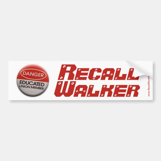 Recall Scott Walker Bumper Sticker (Front)