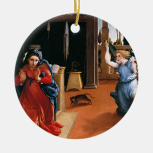 RECANATI ANNUNCIATION by LORENZO LOTTO  Ceramic Tree Decoration
