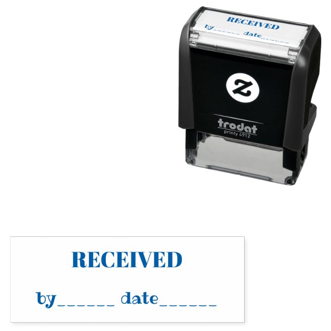 RECEIVED Name and Date Blue  Ink Business Self-inking Stamp (In Situ)