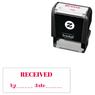 RECEIVED Name and Date Red Ink Business Self-inking Stamp