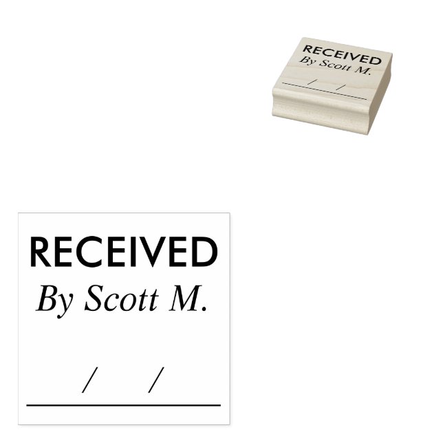 Received Personalised Name Rubber Stamp (Stamped)