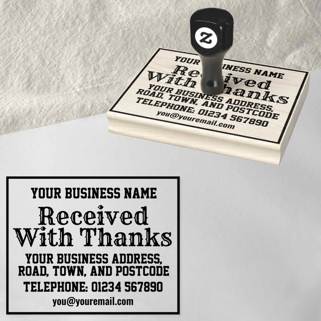 Received With Thanks with Name, Address, etc Rubber Stamp (Creator Uploaded)
