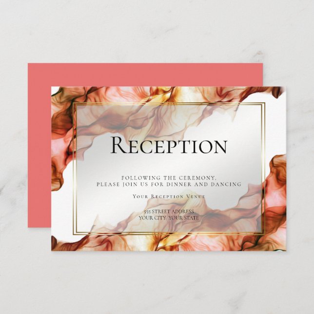 RECEPTION | Abstract Watercolor Autumn Colours 3 Invitation (Front/Back)