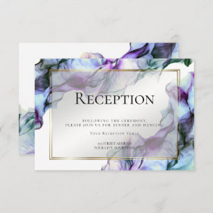 RECEPTION Abstract Watercolor Ink Teal Indigo Invitation